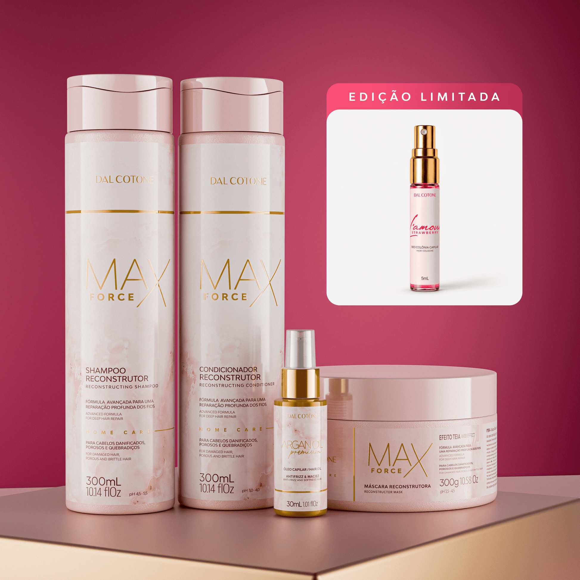 Kit Max Force Home Care com Argan Oil Premium + Mini Pefume Lamour