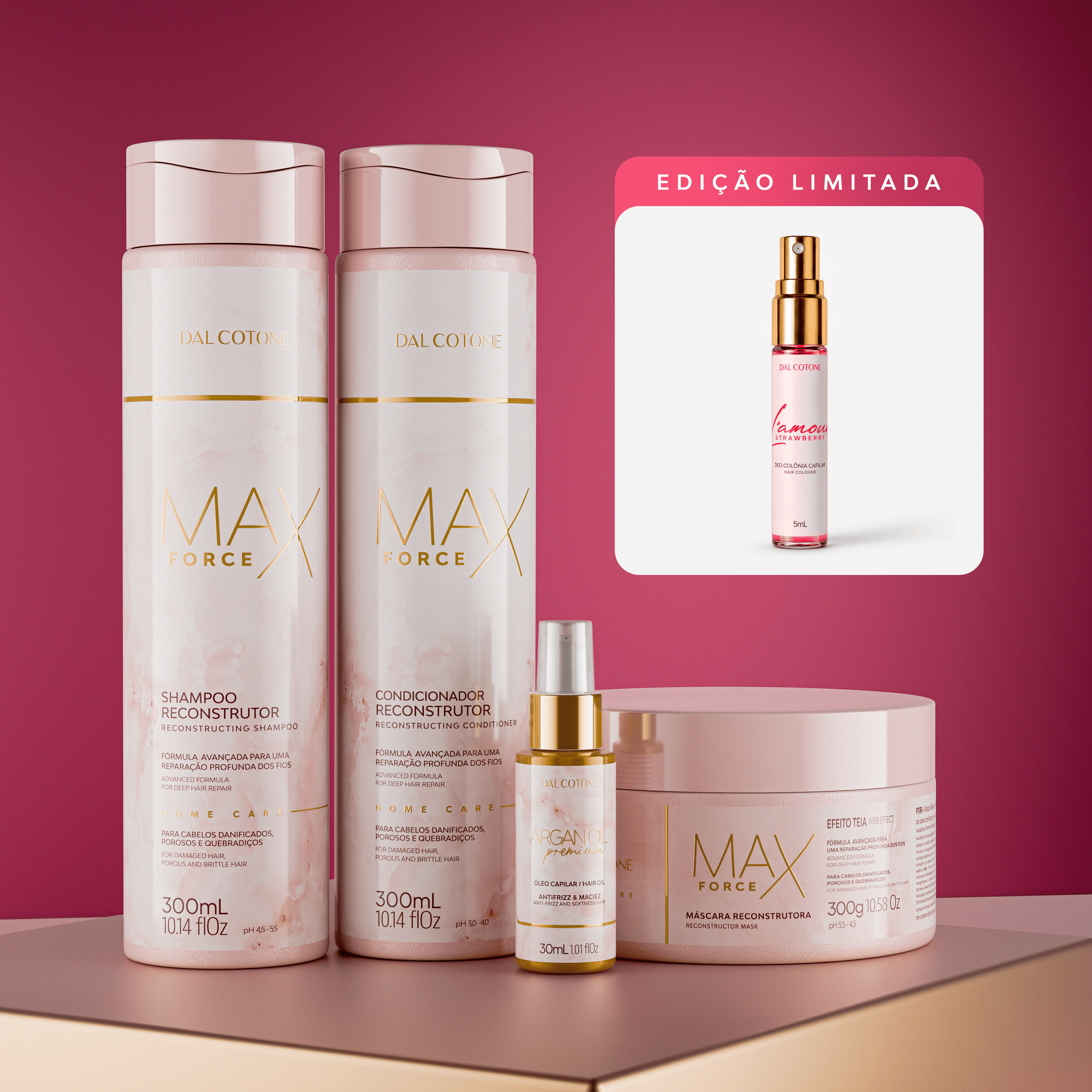 Kit Max Force Home Care com Argan Oil Premium + Mini Pefume Lamour