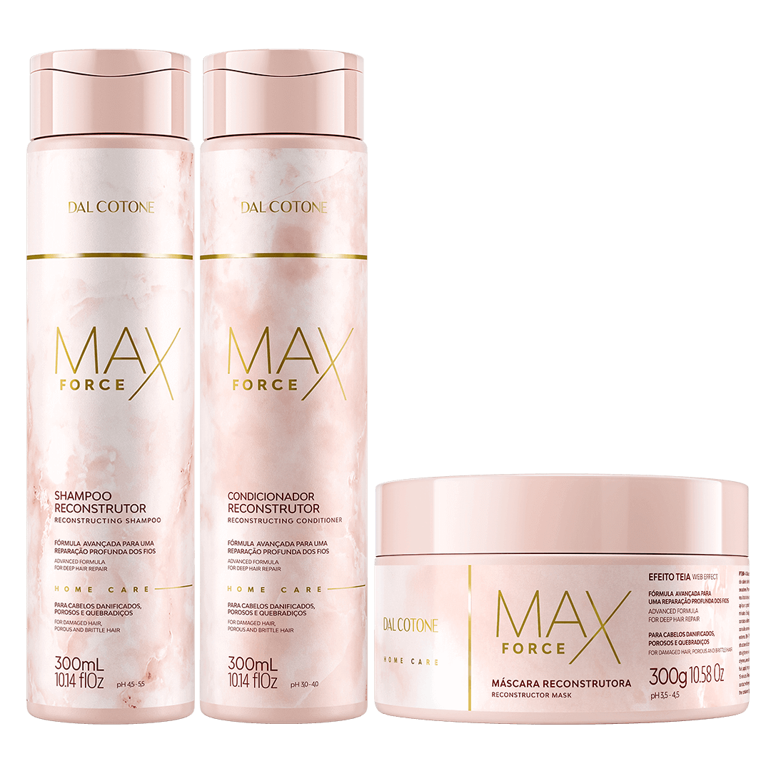 Kit Max Force Home Care Completo Reconstrução Capilar Pós Química