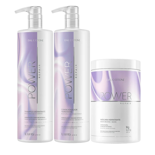 Kit Power Repair Profissional 3 em 1 Hidratação e Proteção da Cor 1L